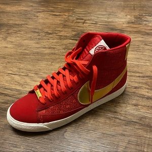 Red and Gold Nike Hightops